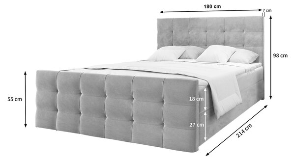 VAMON kárpitozott boxspring franciaágy 180x200 – barna