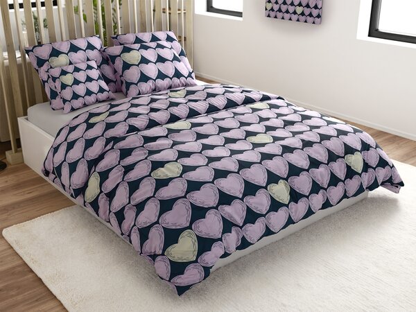 Mikroszálas ágyneműhuzat VIOLET HEARTS világos lila Ágyneműhuzat mérete: 2 db 70 x 80 cm | 160 x 200 cm