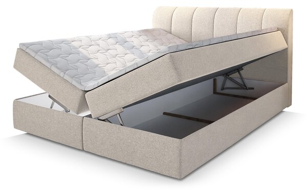 CEVANO kárpitozott boxspring ágy 160x200 - krémszínű