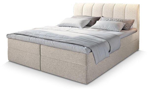 CEVANO kárpitozott boxspring ágy 160x200 - krémszínű