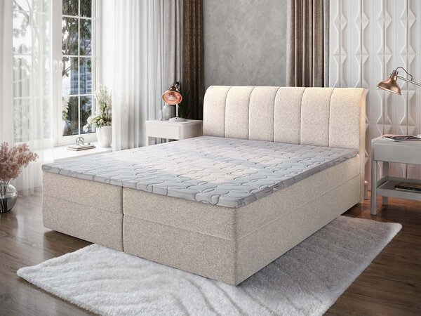 CEVANO kárpitozott boxspring ágy 160x200 - krémszínű