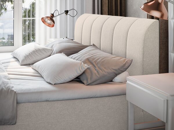 CEVANO kárpitozott boxspring ágy 160x200 - krémszínű