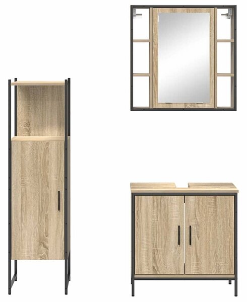 VidaXL Fürdőszoba bútor szett 3 db Barna 60 x 30 x 60 cm Szerelt fa