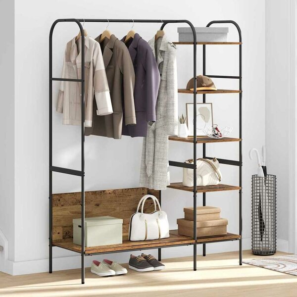 VidaXL Ruhafogó polcokkal tárolóval Barna 120 x 44 x 160 cm Faanyag