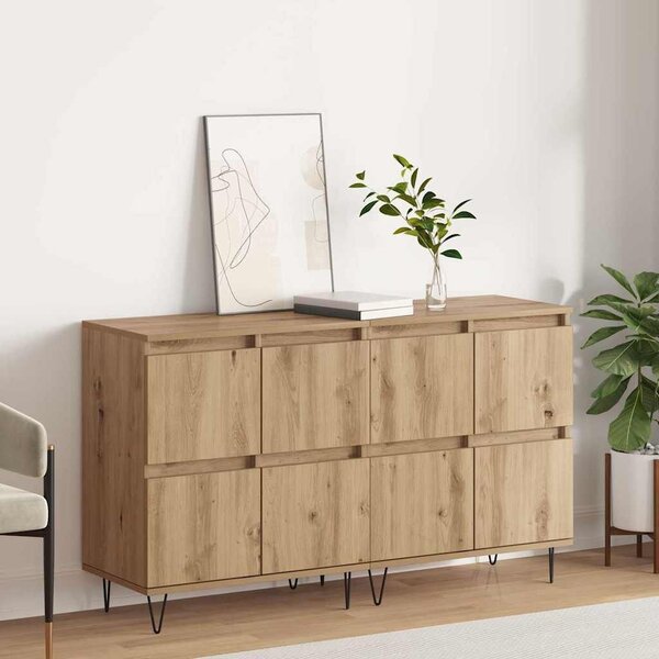 VidaXL Oldalszekrények 2 pcs kézműves tölgy 120 x 35 x 70 cm Faanyag