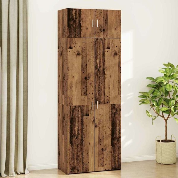 VidaXL Tárolószekrény 2 db Öreg fa 80 x 42,5 x 225 cm