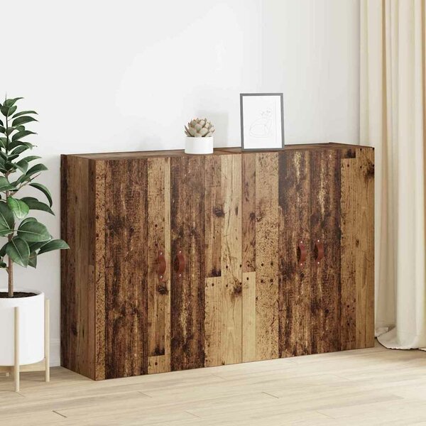 VidaXL Fali szekrény 2 db Öreg fa 69,5 x 34 x 90 cm Szerelt Fa
