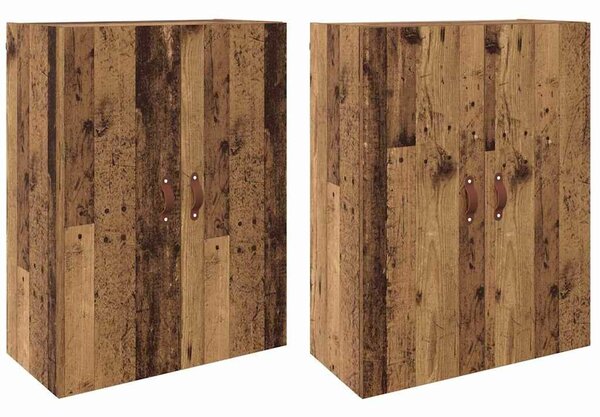 VidaXL Fali szekrény 2 db Öreg fa 69,5 x 34 x 90 cm Szerelt Fa