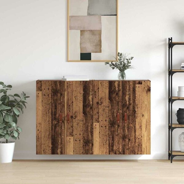 VidaXL Fali szekrény 2 db Öreg fa 69,5 x 34 x 90 cm Szerelt Fa