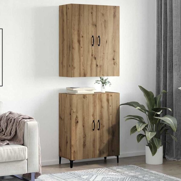 VidaXL Magasfiú 2 db Artisan tölgy 69,5 x 34 x 180 cm Szerelt Fa