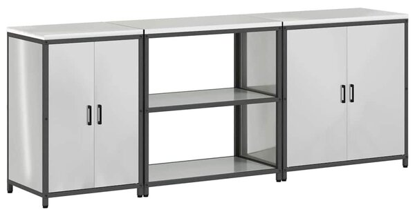VidaXL Konyhai Tároló Készlet HATTEM 3 db Ezüst Horganyzott Acél