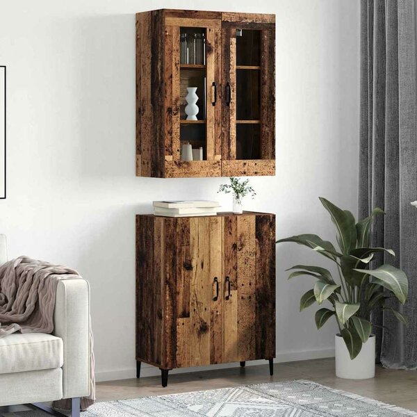 VidaXL Magasfiú 2 db Régi fa 69,5 x 34 x 180 cm Szerelt Fa