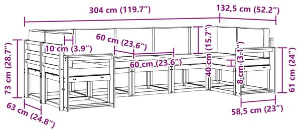 VidaXL Kültéri kanapé szett 7 db Fehér és Krém színű