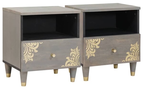 VidaXL Éjjeliszekrény 2 pcs Szürke 40 x 33 x 46 cm Tömör Mangófát