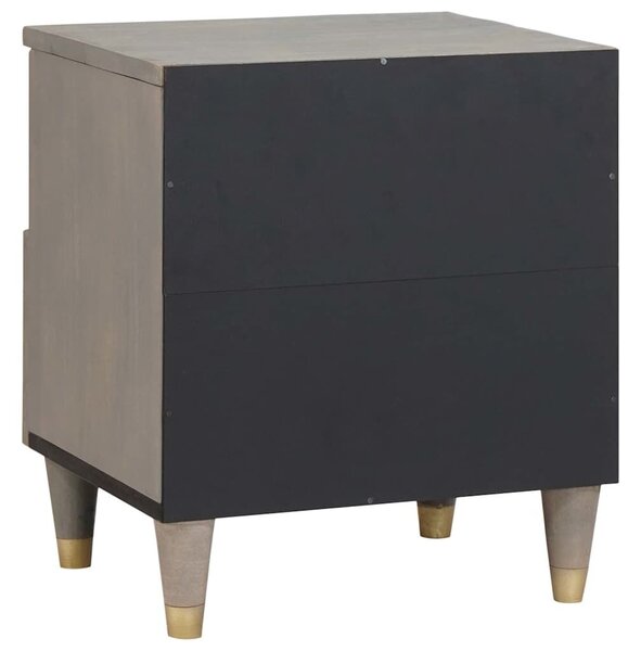 VidaXL Éjjeliszekrény 2 pcs Szürke 40 x 33 x 46 cm Tömör Mangófát