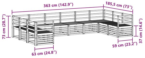 VidaXL Szegmentált kanapé szett 10 pcs Természetes