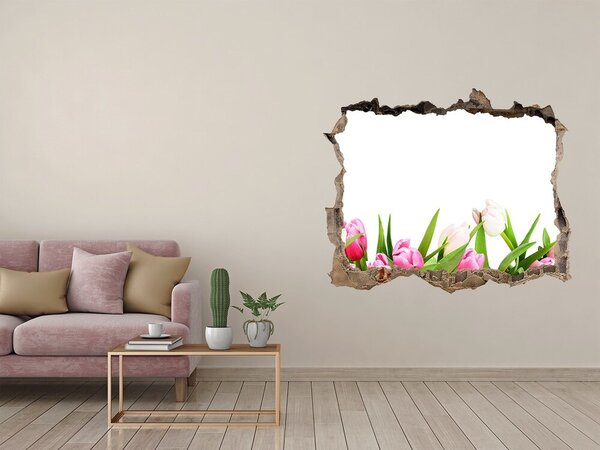 Lyuk 3d fali matrica Rózsaszín tulipánok