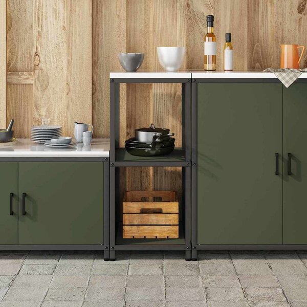 VidaXL Konyhai polcrendszer HATTEM Olajzöld 40 x 50 x 92 cm Acél