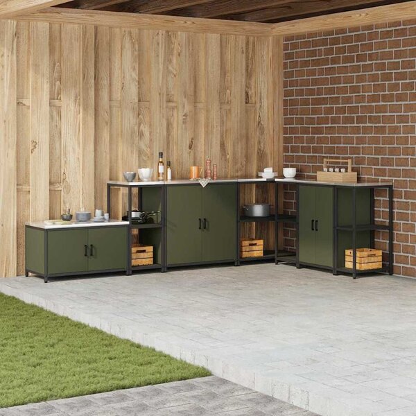VidaXL Konyhai polcrendszer HATTEM Olajzöld 40 x 50 x 92 cm Acél