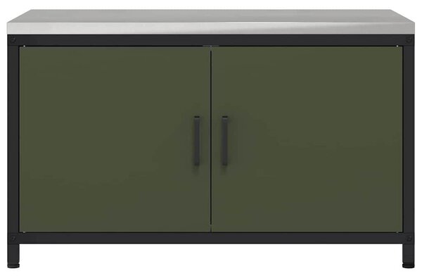VidaXL Konyhai tárolószekrény HATTEM Olajzöld 90 x 50 x 53 cm Acél