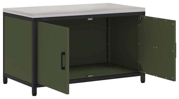 VidaXL Konyhai tárolószekrény HATTEM Olajzöld 90 x 50 x 53 cm Acél