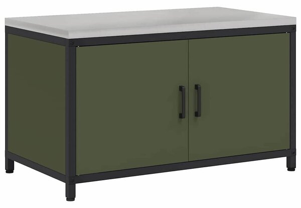 VidaXL Konyhai tárolószekrény HATTEM Olajzöld 90 x 50 x 53 cm Acél
