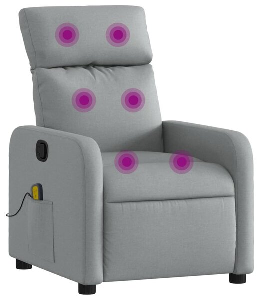 VidaXL világosszürke szövet masszázsfotel
