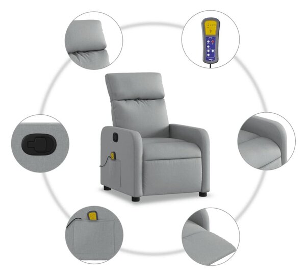 VidaXL világosszürke szövet masszázsfotel