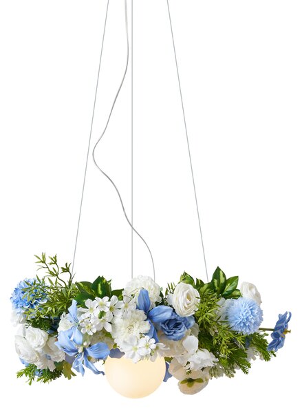 Bohemian függőlámpa fekete, színes, kék és fehér virágokkal - Flower Power