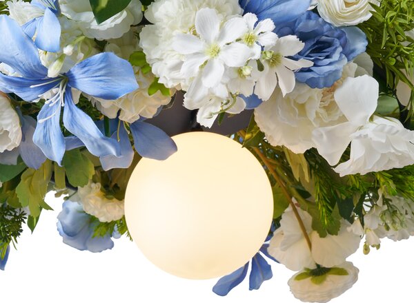 Bohemian függőlámpa fekete, színes, kék és fehér virágokkal - Flower Power