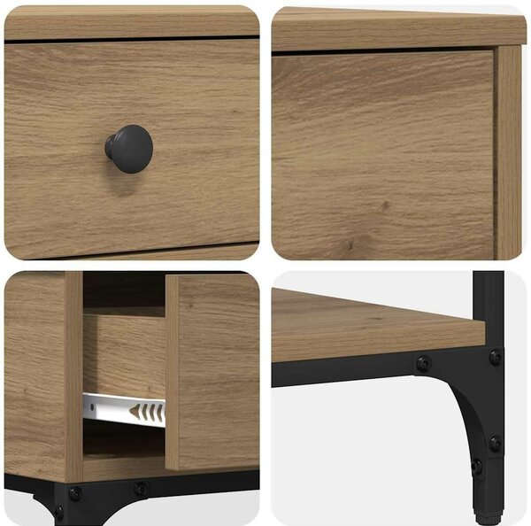 VidaXL Konzolasztal fiókkal kézműves tölgy 75 x 34.5 x 75 cm Faanyag