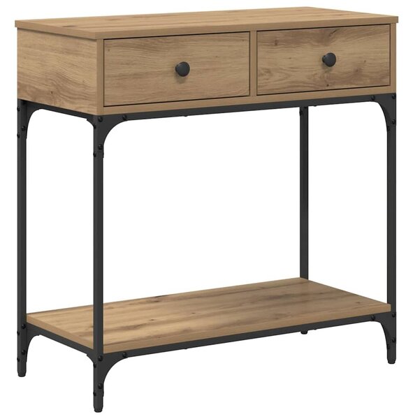 VidaXL Konzolasztal fiókkal kézműves tölgy 75 x 34.5 x 75 cm Faanyag