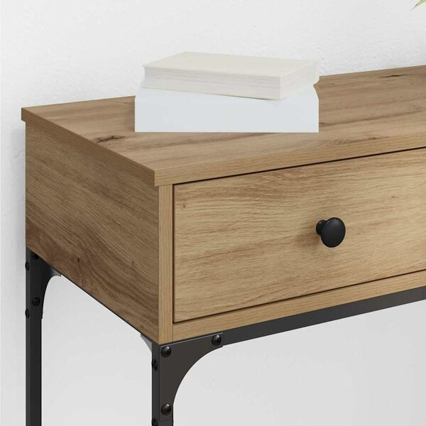 VidaXL Konzolasztal fiókkal kézműves tölgy 75 x 34.5 x 75 cm Faanyag