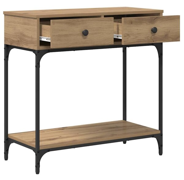 VidaXL Konzolasztal fiókkal kézműves tölgy 75 x 34.5 x 75 cm Faanyag