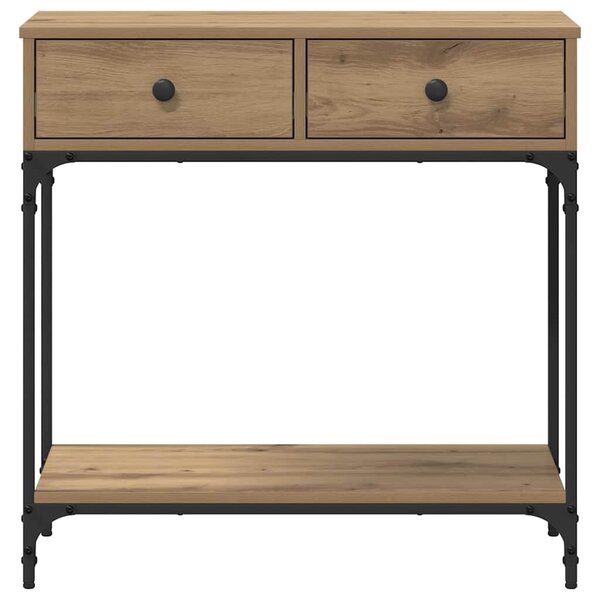 VidaXL Konzolasztal fiókkal kézműves tölgy 75 x 34.5 x 75 cm Faanyag