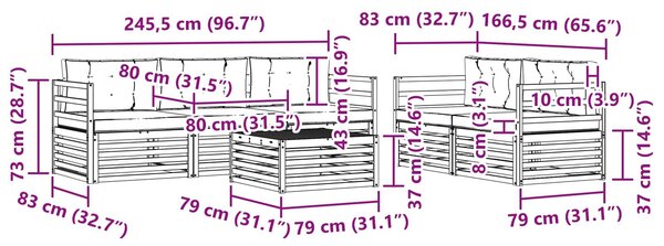 VidaXL Kültéri kanapé szett 6 db Fehér és Bézs