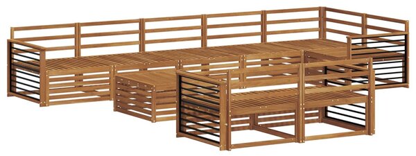 VidaXL Kültéri kanapé szett 9 pcs Természetes Tömör Akácfa