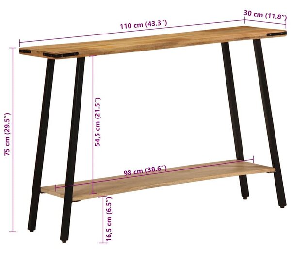 VidaXL tömör mangófa tálalóasztal 110 x 30 x 75 cm