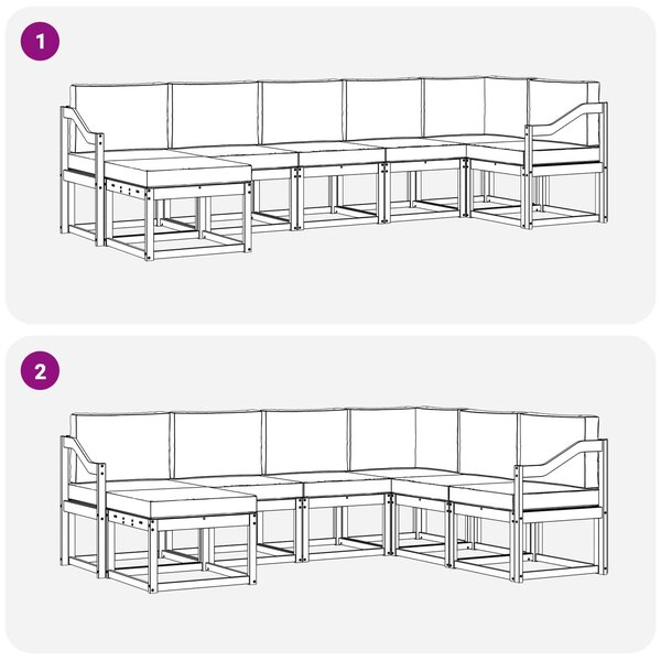 VidaXL Kültéri kanapé szett 7 pcs Természetes és Világosszürke