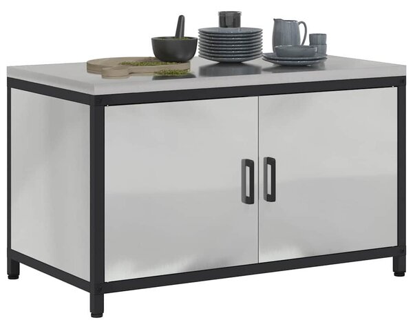 VidaXL Konyhai tárolószekrény HATTEM Ezüst 90 x 50 x 53 cm Acél