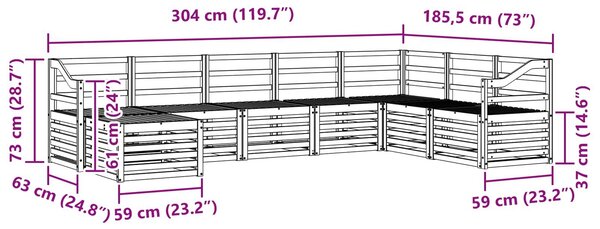 VidaXL Kültéri kanapé szett 8 pcs Természetes Tömör Akácfa