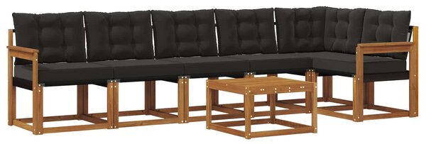 VidaXL Kültéri kanapé szett párnával 7 pcs Természetes és fekete