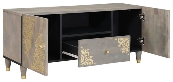 VidaXL TV szekrény Szürke és Arany 105 x 33.5 x 46 cm Tömör mangófa