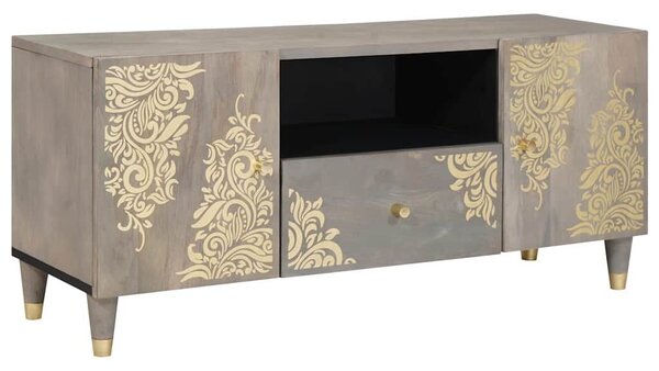 VidaXL TV szekrény Szürke és Arany 105 x 33.5 x 46 cm Tömör mangófa
