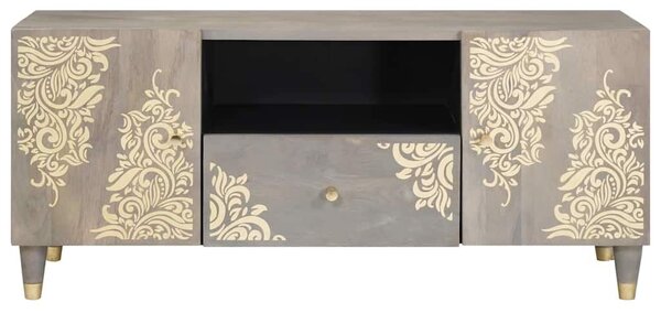 VidaXL TV szekrény Szürke és Arany 105 x 33.5 x 46 cm Tömör mangófa