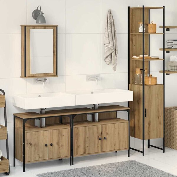 VidaXL Fürdőszoba bútor szett 4 pcs kézműves tölgy 33 x 33 x 185.5 cm