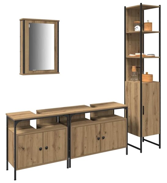 VidaXL Fürdőszoba bútor szett 4 pcs kézműves tölgy 33 x 33 x 185.5 cm