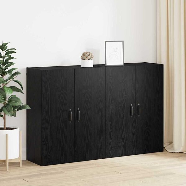 VidaXL Fali szekrény 2 db Fekete tölgy 69,5 x 34 x 90 cm Szerelt Fa