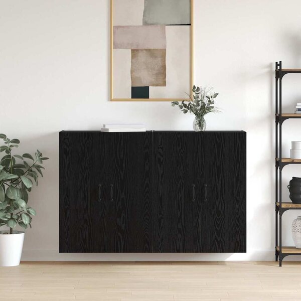 VidaXL Fali szekrény 2 db Fekete tölgy 69,5 x 34 x 90 cm Szerelt Fa