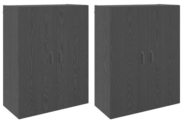 VidaXL Fali szekrény 2 db Fekete tölgy 69,5 x 34 x 90 cm Szerelt Fa